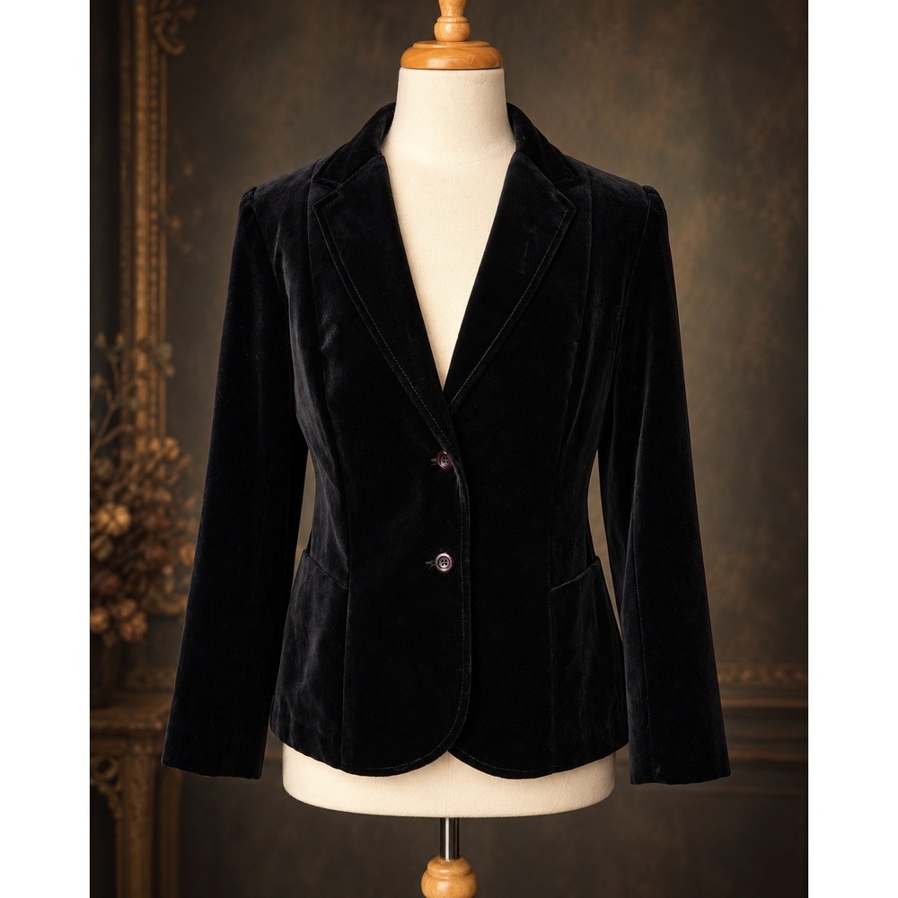 Vintage Black Velvet Blazer Made in Canada Whimsigoth Goth Dark Romantic